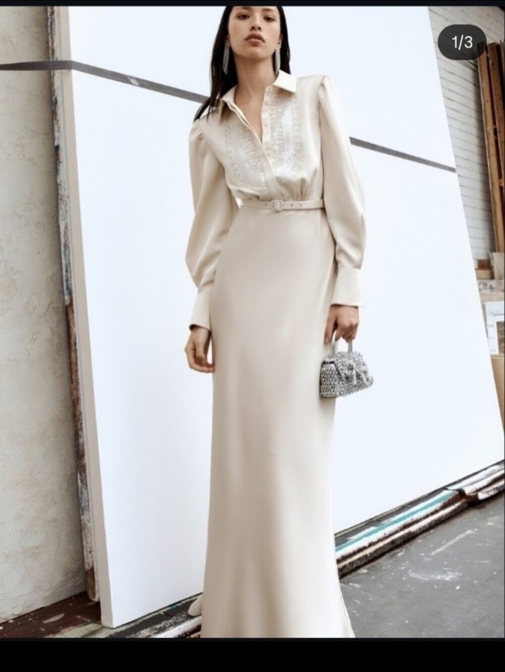 Self-PortraitEmbellished Bib Maxi Dress in Satin Size US 4